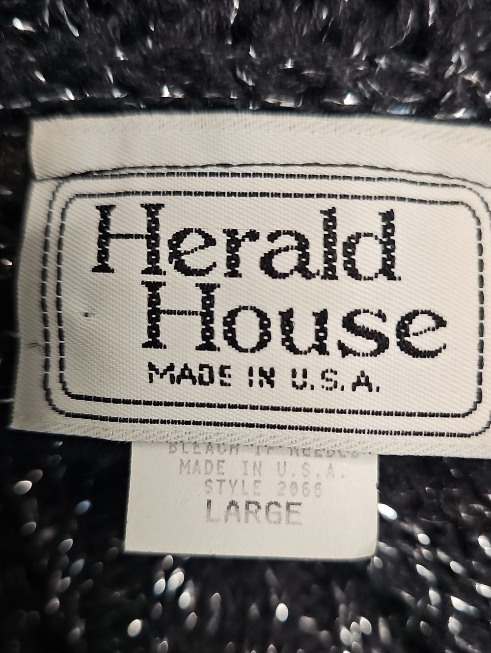 Herald House  Black Open-Knit V-Neck Sweater with Silver Threading - Picture 6 of 6